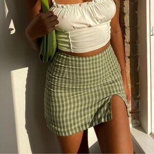 Princess Polly Green Plaid Mini Skirt